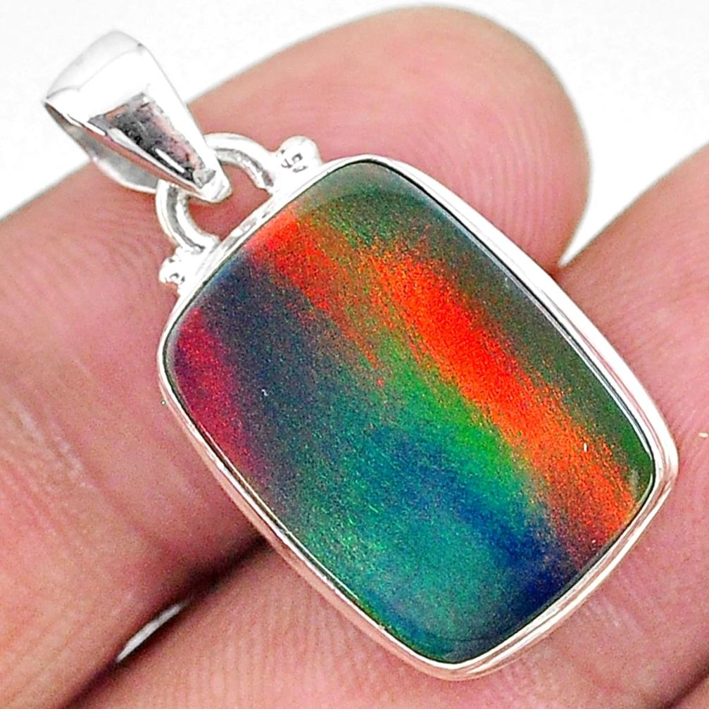 925 silver 7.57cts multi color volcano aurora opal (lab) pendant jewelry t16812