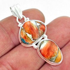 925 silver 12.42cts mushroom spiny oyster arizona turquoise fancy pendant y17259