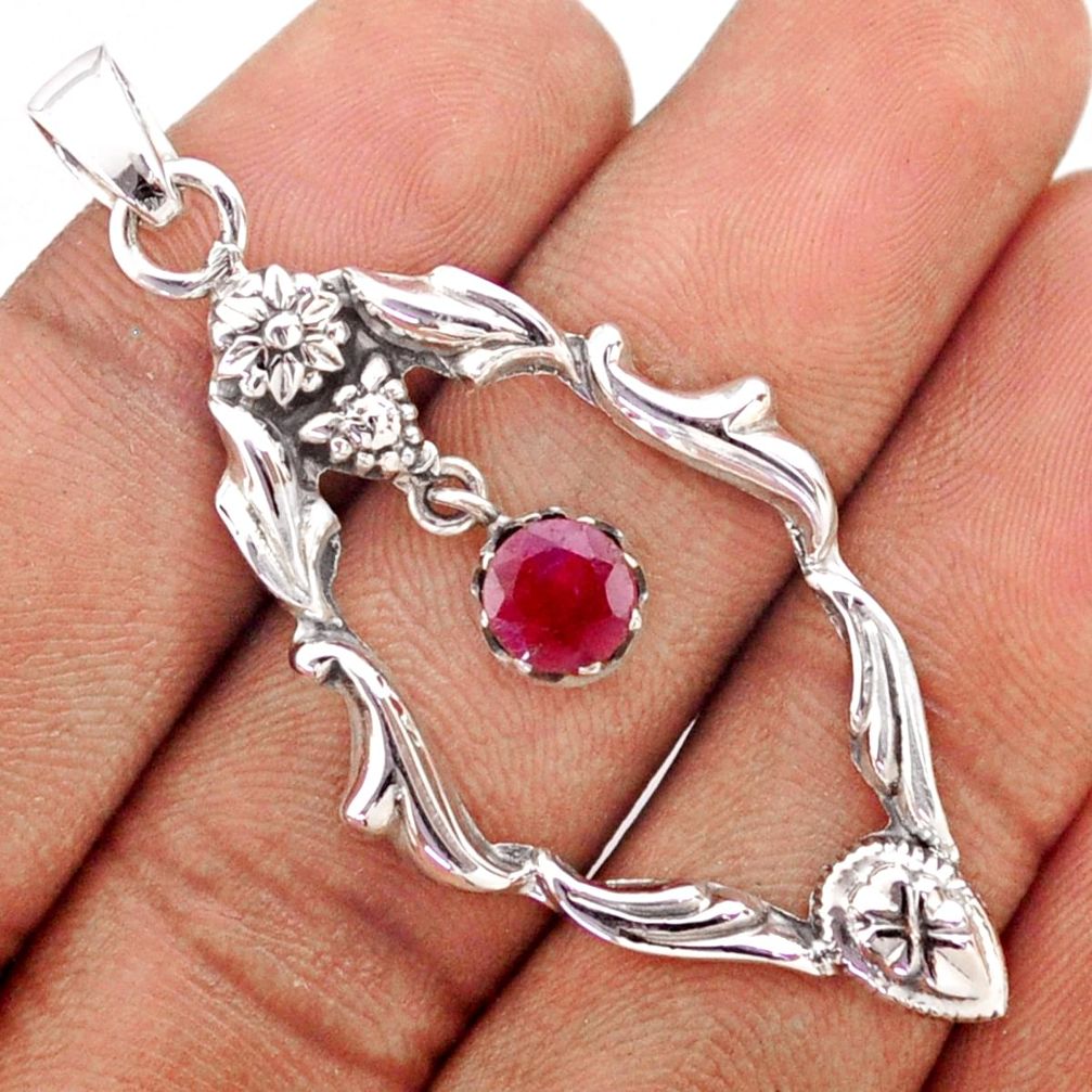 925 silver 1.16cts native american natural red ruby pendant jewelry t79968