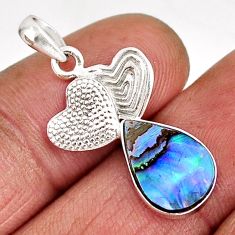925 silver 3.15cts natural abalone paua seashell couple hearts pendant y58737