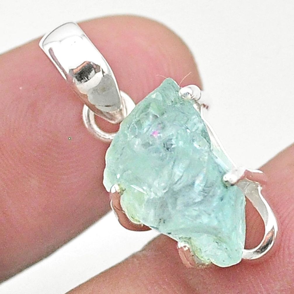 925 silver 7.25cts natural aqua aquamarine raw fancy pendant jewelry t25699