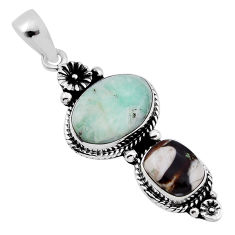 925 silver 7.84cts natural aragonite peanut petrified wood fossil pendant n33236