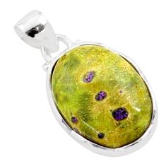 925 silver 14.23cts natural atlantisite stichtite-serpentine oval pendant t77813