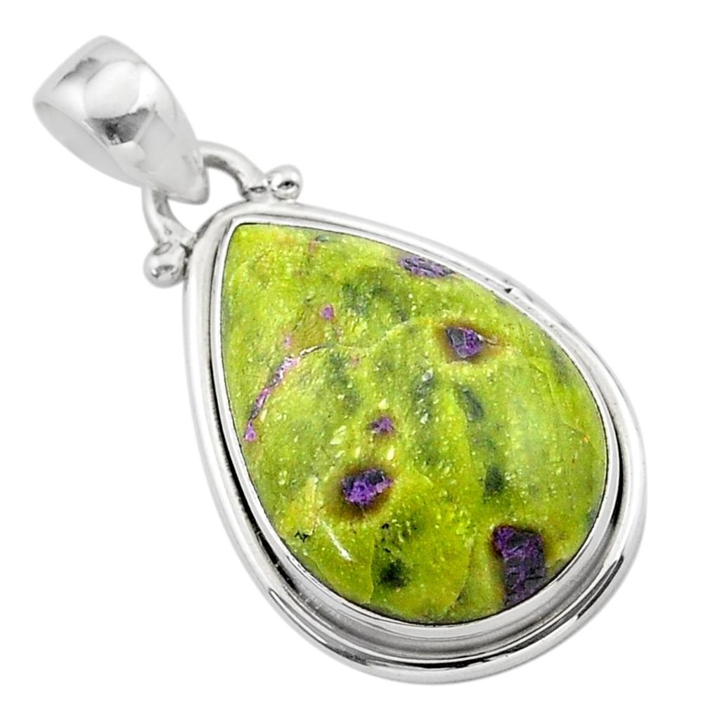 925 silver 13.70cts natural atlantisite stichtite-serpentine pear pendant t39351