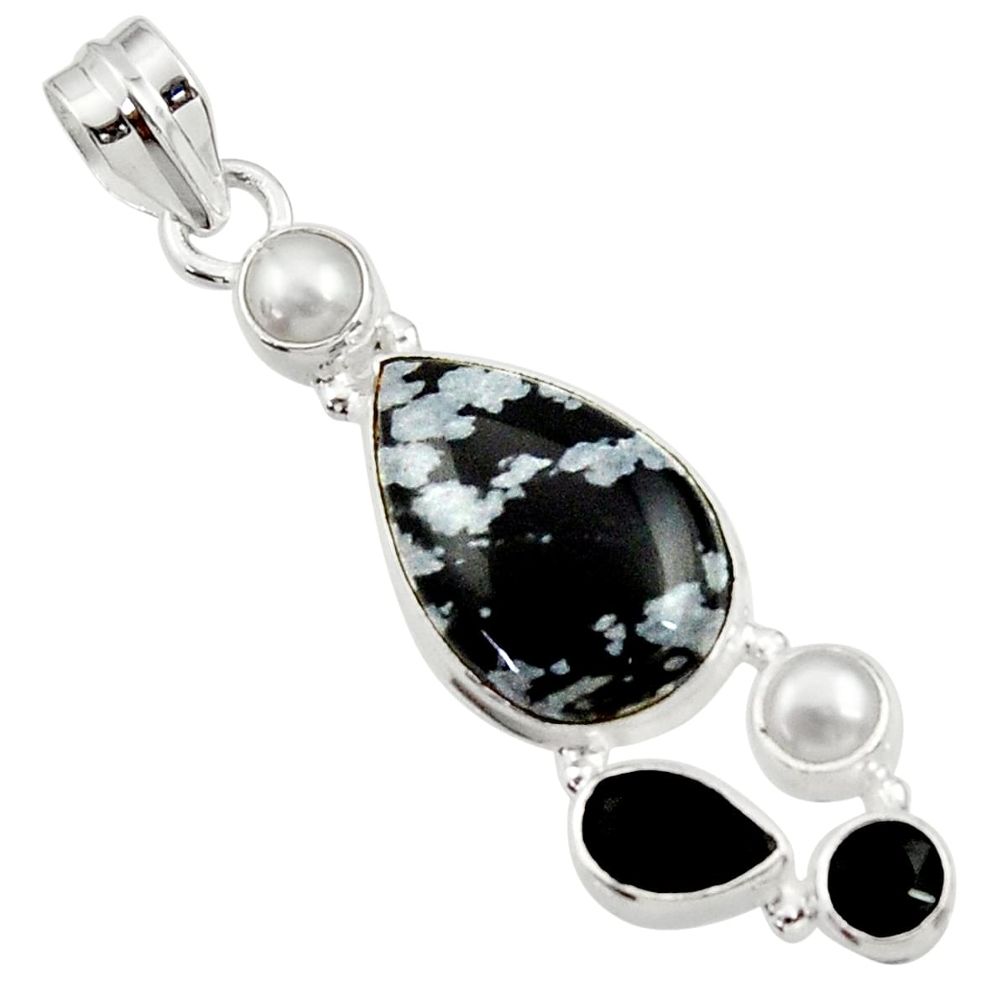 k australian obsidian onyx pearl pendant d45175