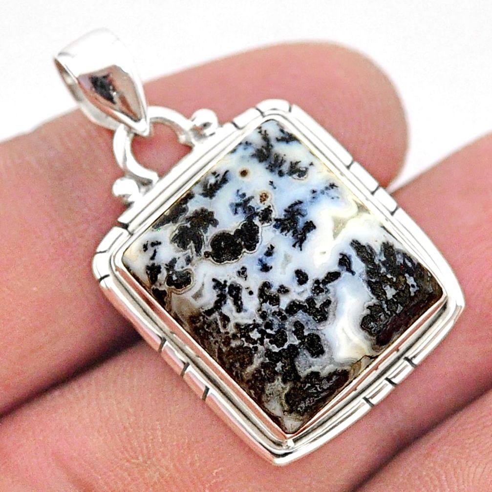 925 silver 16.20cts natural black feather medicine bow agate pendant t38693