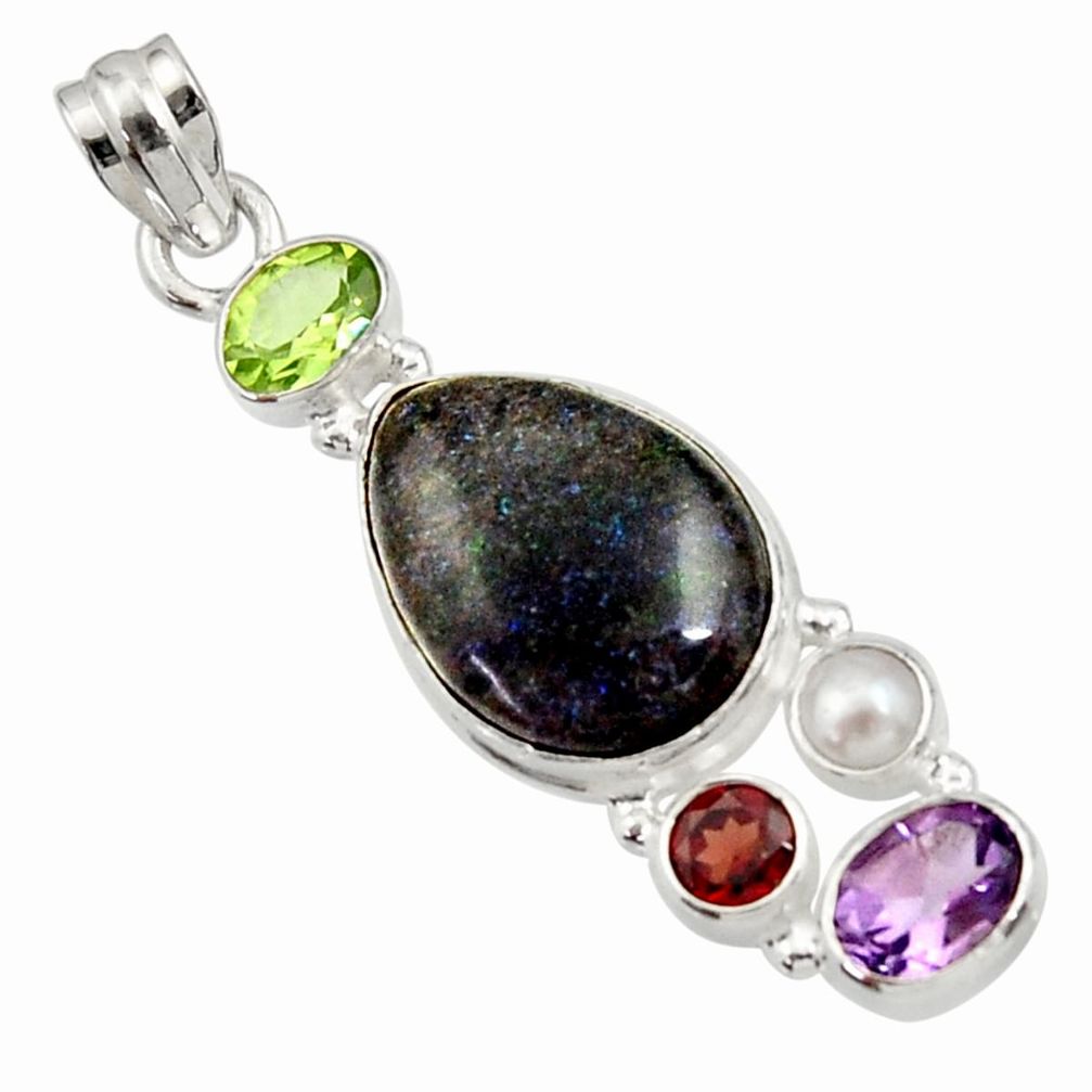 cts natural black honduran matrix opal amethyst pendant d45190