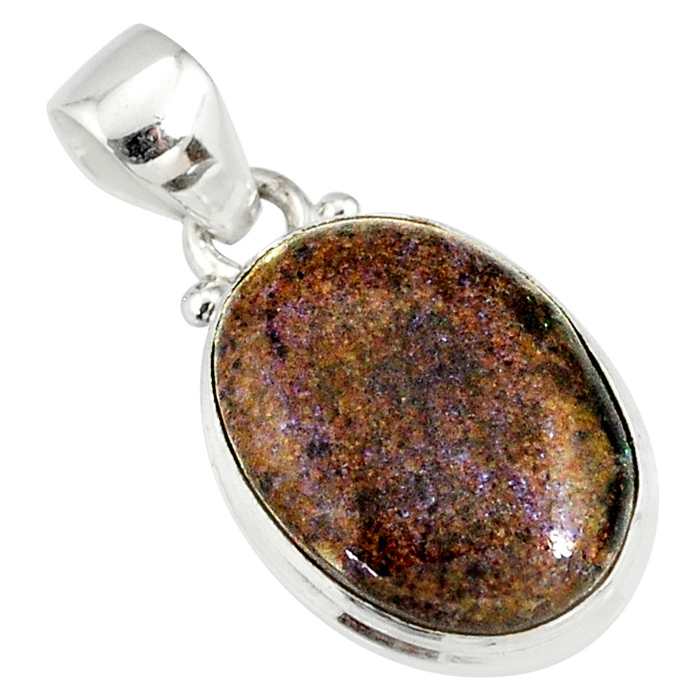 925 silver 10.65cts natural black honduran matrix opal oval pendant r78003