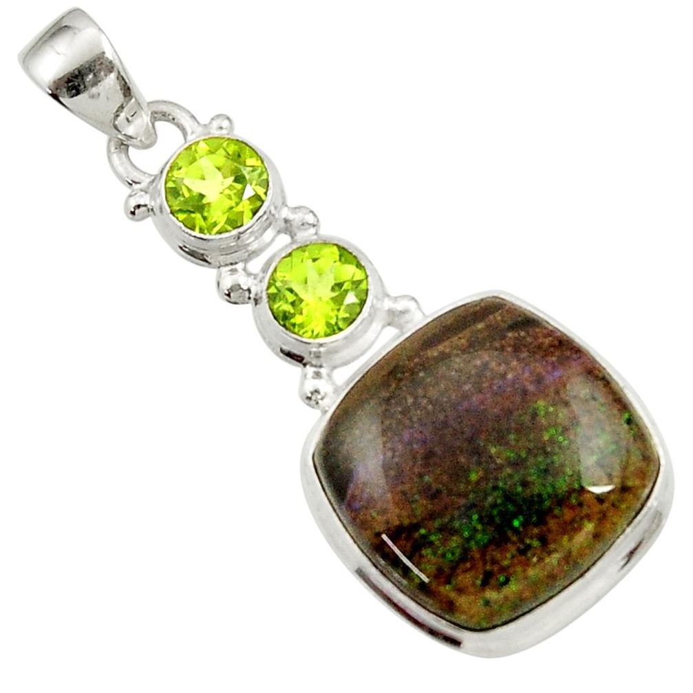 cts natural black honduran matrix opal peridot pendant d45187