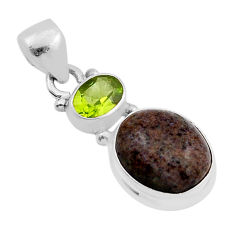 925 silver 5.18cts natural black honduran matrix opal peridot pendant n21151