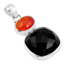 925 silver 13.96cts natural black onyx cornelian (carnelian) pendant y55483