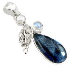 Clearance Sale- 925 silver 10.64cts natural black pietersite (african) moonstone pendant p79636