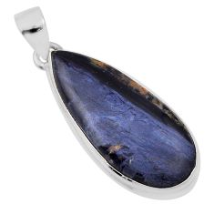 925 silver 16.06cts natural black pietersite (african) pear shape pendant n31018