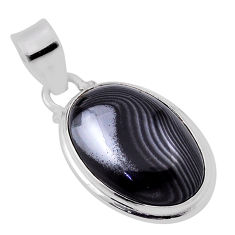 925 silver 13.85cts natural black psilomelane (crown of silver) pendant n31234