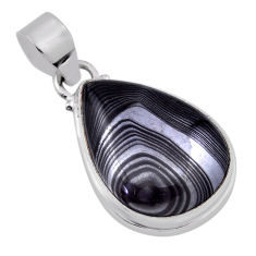 925 silver 14.14cts natural black psilomelane (crown of silver) pendant n31255