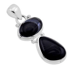 925 silver 9.41cts natural black psilomelane (crown of silver) pendant n51500