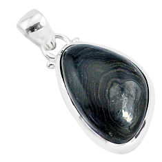 Clearance Sale- 925 silver 13.70cts natural black psilomelane (crown of silver) pendant r94496
