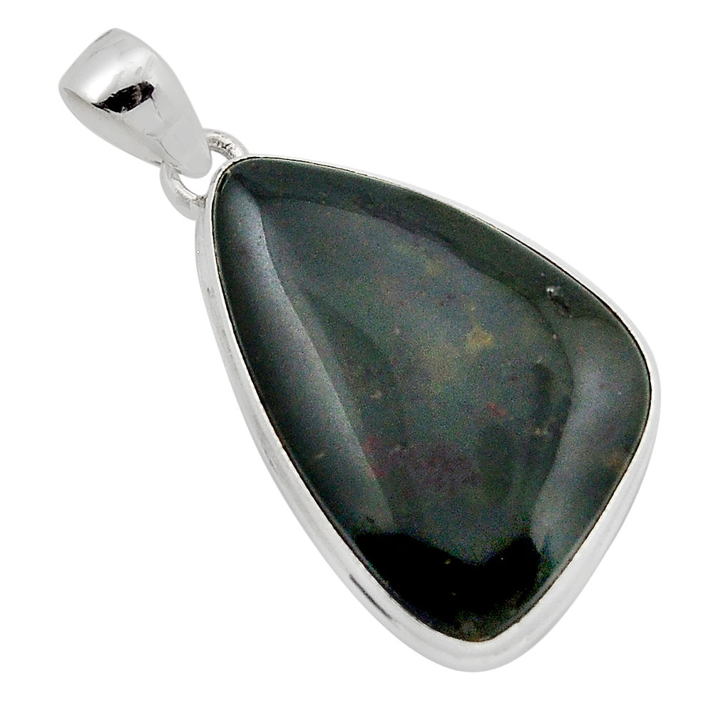 925 silver 16.87cts natural bloodstone african (heliotrope) fancy pendant y86797