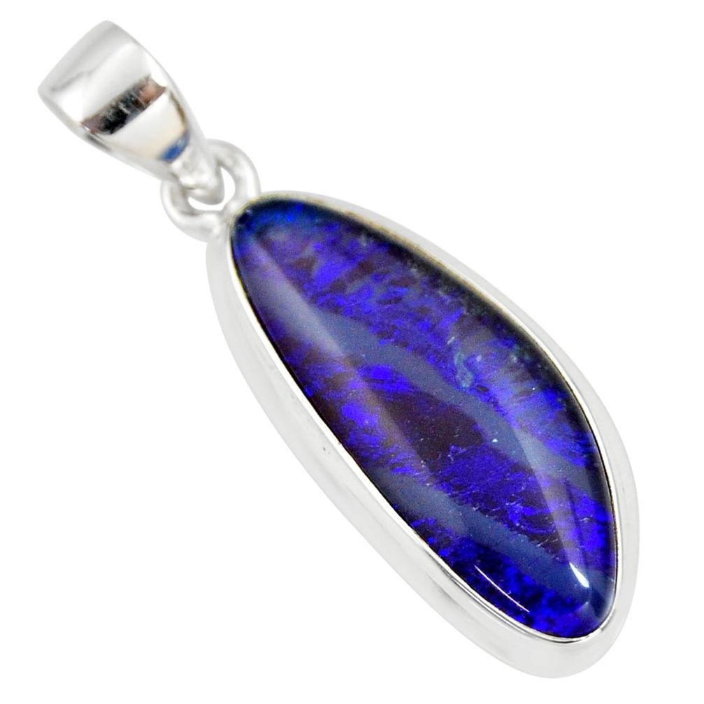 925 silver 9.37cts natural blue australian opal triplet fancy pendant r36197