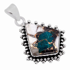 925 silver 9.23cts natural blue chrysocolla shungite howlite pendant n38207
