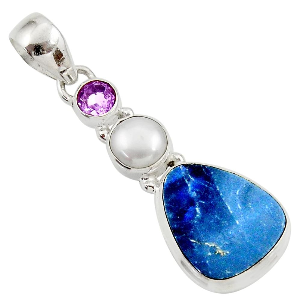 cts natural blue doublet opal australian amethyst pendant d45424