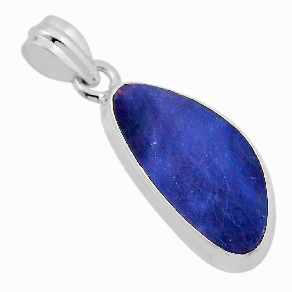 925 silver 8.05cts natural blue doublet opal australian fancy pendant n29305