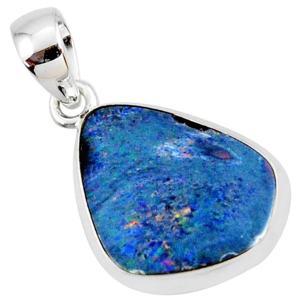 925 silver 8.49cts natural blue doublet opal australian fancy pendant r36132