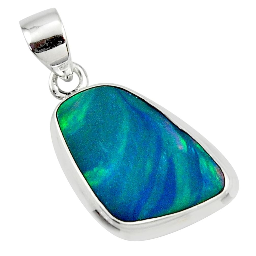 925 silver 8.95cts natural blue doublet opal australian fancy pendant r36138