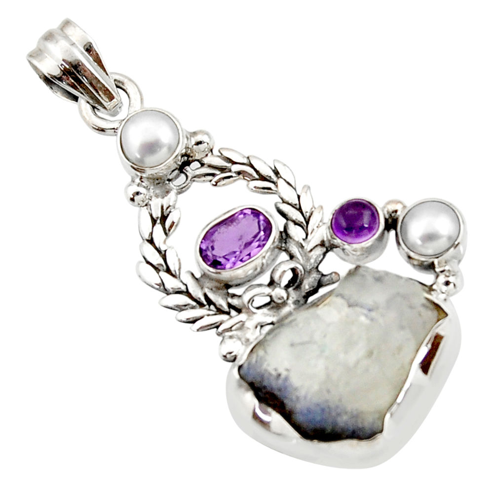 cts natural blue dumortierite amethyst pearl pendant d43436