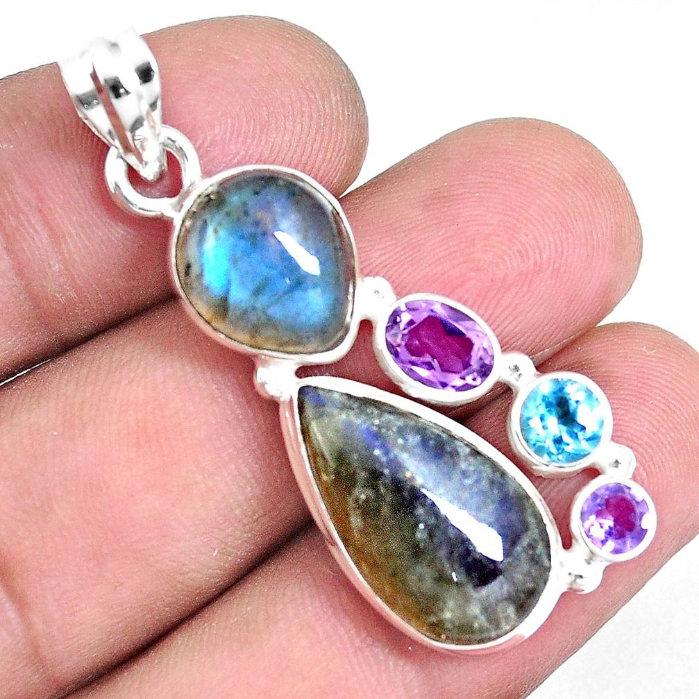 cts natural blue labradorite amethyst topaz pendant p14220