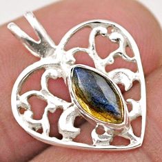 925 silver 1.85cts natural blue labradorite fleur-de-lis pendant jewelry t89491