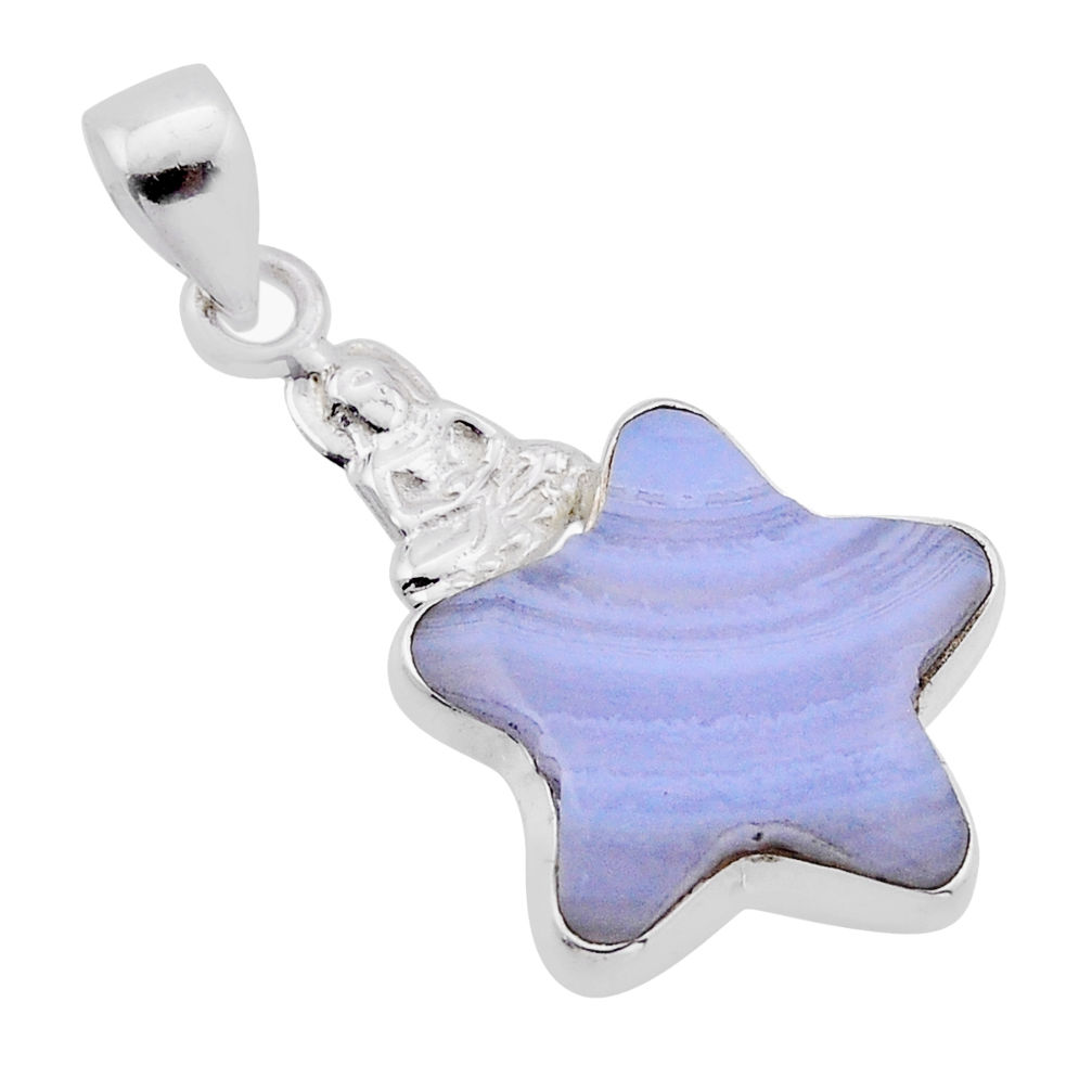 925 silver 12.07cts natural blue lace agate star fish pendant jewelry n51479