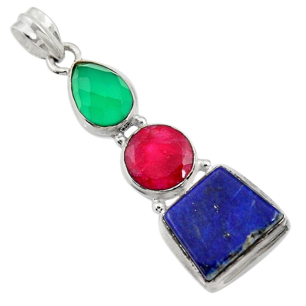 cts natural blue lapis lazuli chalcedony ruby pendant d43860