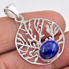925 silver 3.98cts natural blue lapis lazuli tree of life pendant jewelry t88288