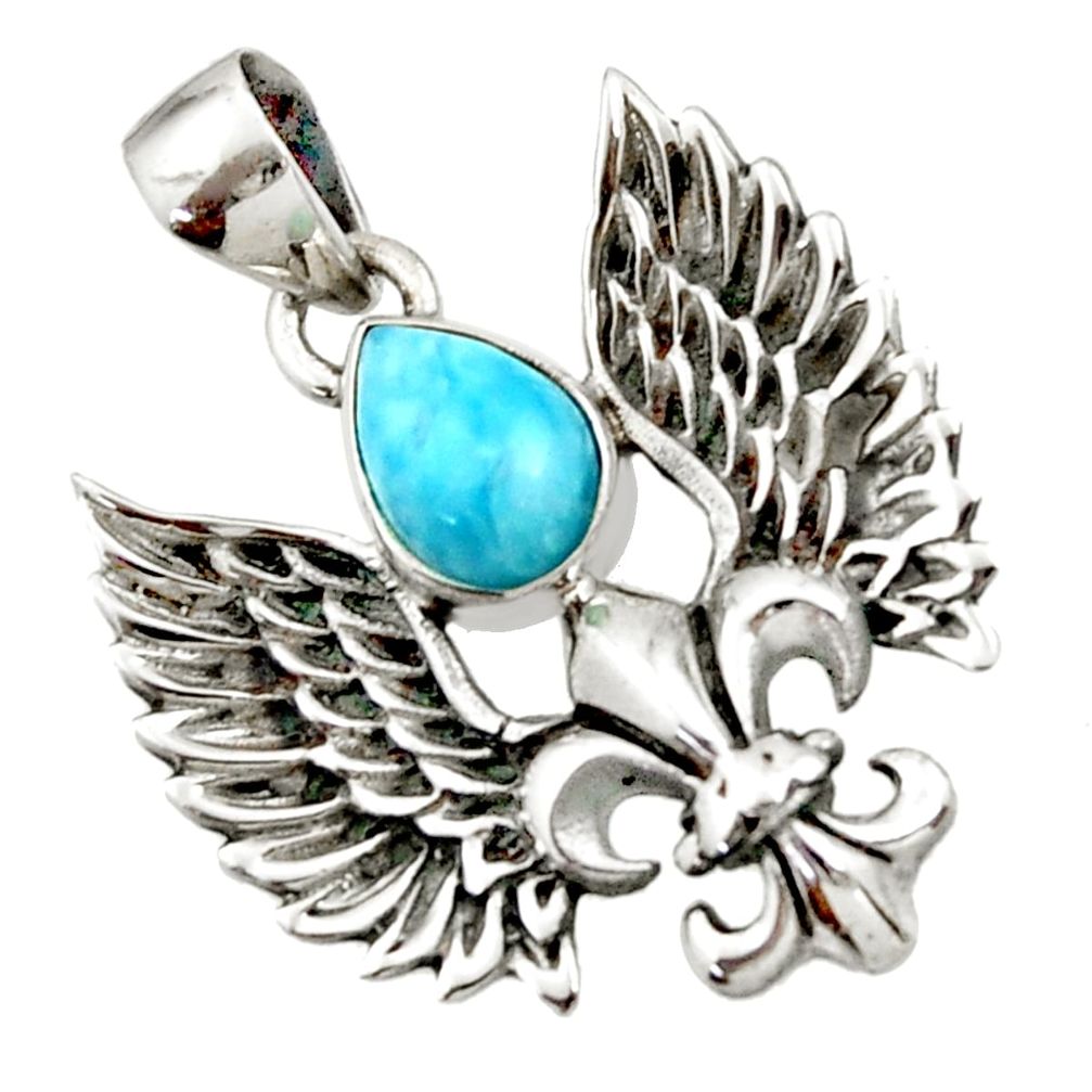 larimar feather charm pendant jewelry d44850