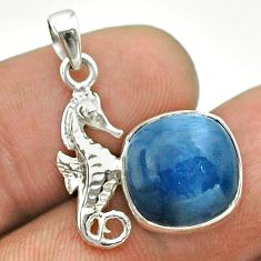 925 silver 5.76cts natural blue owyhee opal cushion seahorse pendant t55314