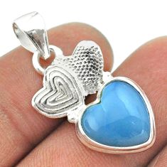 925 silver 5.96cts natural blue owyhee opal heart couple hearts pendant t55450
