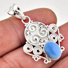 925 silver 4.04cts natural blue owyhee opal oval triskelion knot pendant n47070
