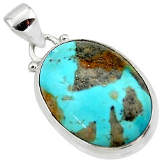 925 silver 12.22cts natural blue persian turquoise pyrite pendant jewelry r49324