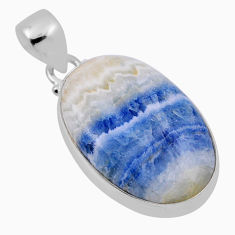 925 silver 17.02cts natural blue scheelite (lapis lace onyx) oval pendant n29793