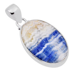 925 silver 15.55cts natural blue scheelite (lapis lace onyx) oval pendant n30374