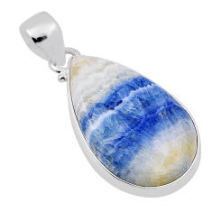 925 silver 17.42cts natural blue scheelite (lapis lace onyx) pear pendant n30368