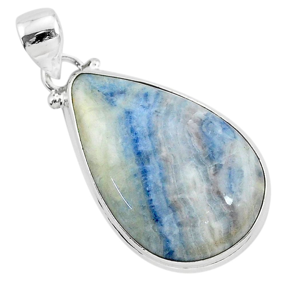 925 silver 19.68cts natural blue scheelite (lapis lace onyx) pear pendant r94818