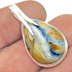 925 silver 16.94cts natural blue scheelite (lapis lace onyx) pear pendant u50430
