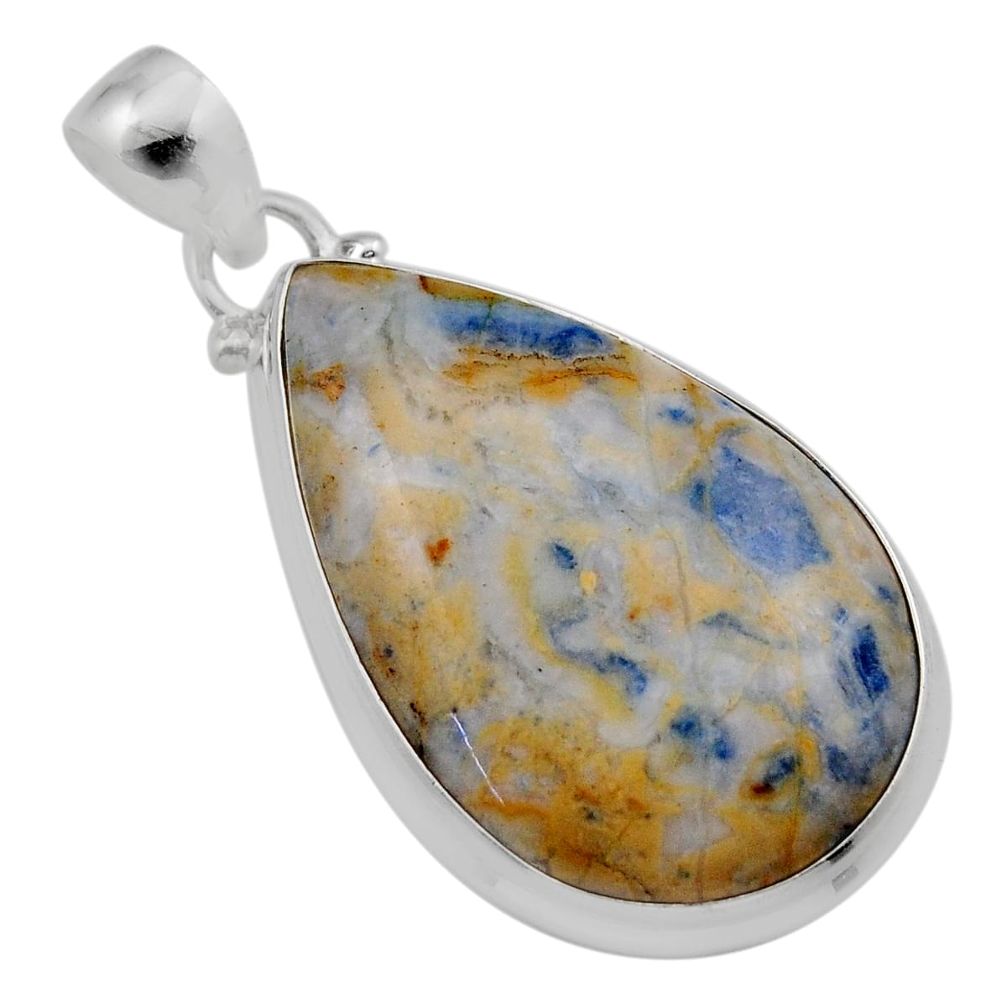 925 silver 18.86cts natural blue scheelite (lapis lace onyx) pear pendant y89099