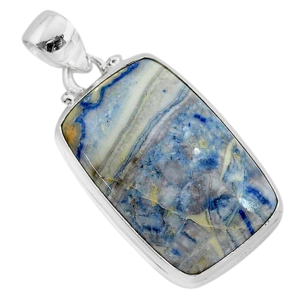 925 silver 22.07cts natural blue scheelite (lapis lace onyx) pendant r94811