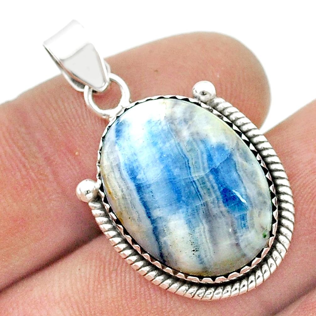 925 silver 14.50cts natural blue scheelite (lapis lace onyx) pendant u45053