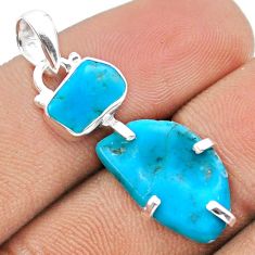 925 silver 7.26cts natural blue sleeping beauty turquoise rough pendant u10043