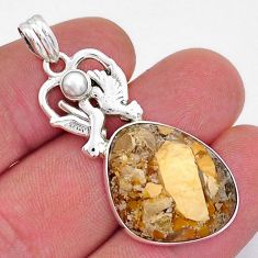 925 silver 15.97cts natural brecciated mookaite pearl love birds pendant y20688