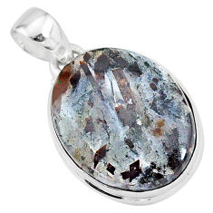 Clearance Sale- 925 silver 16.92cts natural bronze astrophyllite (star leaf) oval pendant r96028